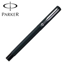 Parker Vector Matte Black MB Steel CT Chrome Trim Ink Fountain Pen, Frontier New