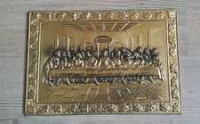 Vintage Last Supper Made in England Antiqued PatIna Brass On Wood Wall Decor