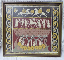 Vintage Completed Glorafilia Tapestry Embroidery The Vikings History Framed