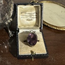 Antique Victorian Amethyst Oval Pendant In Gilt Mount - Circa 1890