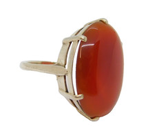 Sterling Silver Large Carnelian Cabochon Statement Ring Vintage c1970 Size M