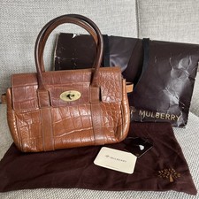 Vintage Mulberry Ledbury Handbag Classic Crocodile Print Oak Tanned Dust Bag 