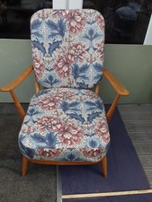 Ercol Vintage easy chair upholstered in William Morris style durable fabric