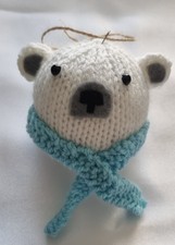 Hand-knitted Christmas Polar Bear Bauble Hanging Decoration