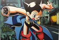 Rare print ASTRO BOY D embossed numbered Signed,Dismaland, Death NYC comic book
