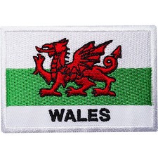 Wales Flag Embroidered Iron / Sew On Patch Welsh Dragon Rugby UK Shirt Bag Badge