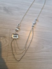 Long multi chain gem necklace