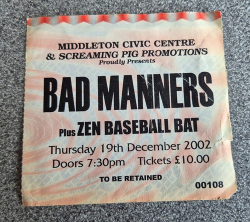 Used ticket stub - *, manners