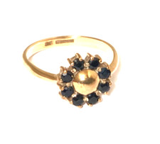 Vintage 9ct Gold Sapphire Ring Domed Centre Size P+ Hallmarked 1988 2.8g