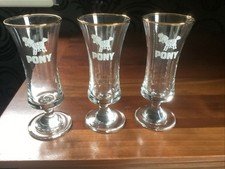 Vintage 1970’s Pony Schooner/Liqueur Glasses 14cm High With Gilt Rims
