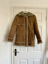 Vintage Wallace Sacks Genuine Sheep Skin Shearling Suede Leather Coat Size 12