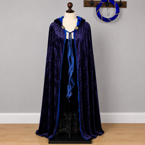Reversible velvet hooded cloak - reversible,