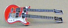 Guitar pin badge. Red and
