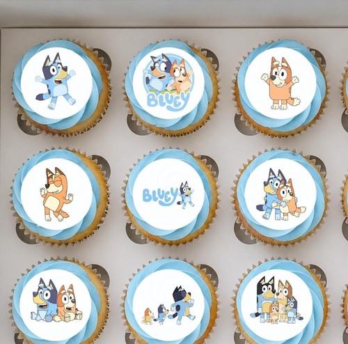 Edible bluey themed cup cake