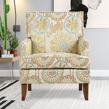 Floral Wingback Accent Chair -