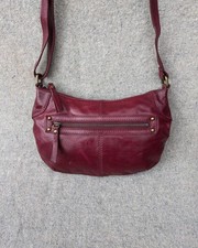 M&S Collection small burgundy genuine leather crossbody or shoulder bag. 31x19cm