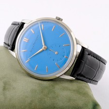 SWISS ORIGINAL GIRARD PERREGAUX MANUAL WIND LARGE 37MM WATCH W/ LOVELY BLUE DIAL