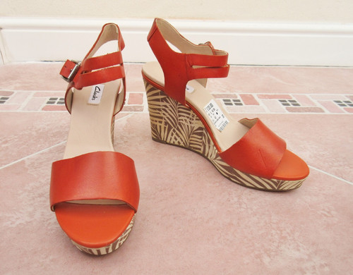 Clarks orange leather high - leather,