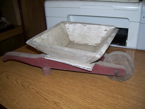 Old mini wood wheelbarrow - old,
