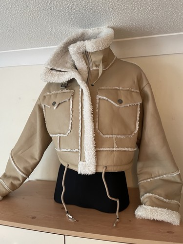 Tan beige faux - , cropped