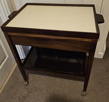 Mid-Century 1960s Danish Teak Vintage Drinks Trolley with removable Trays/Drawer