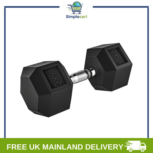 15kg hex rubber dumbbell - hex,