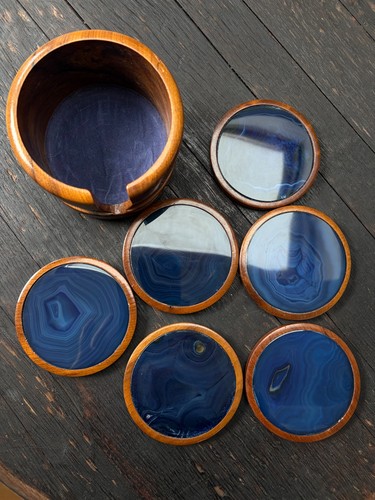 Set blue agate crystal - set,