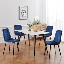 Set of 4 Grey/Blue Velvet