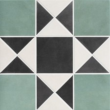 Victorian Style Porcelain Finchley Pattern Forest Green Tiles 28x28 cm