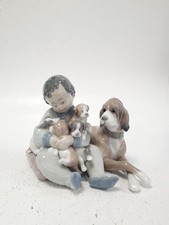 Lladro Figurine 5451 Boy with Puppies and Dog Handmade in Spain 1987
