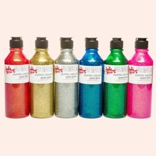6 x Scola 300ML Glitter Artmix Ready Mix Craft Paint Glitter Set NEW UK