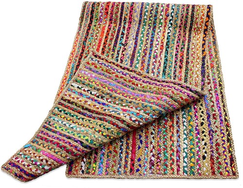 Rug jute cotton hand braided - rug,