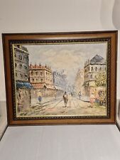 Oil Painting Signed ' Burnett ,A Paris street scene   SIGNED OAK FRAMED Original