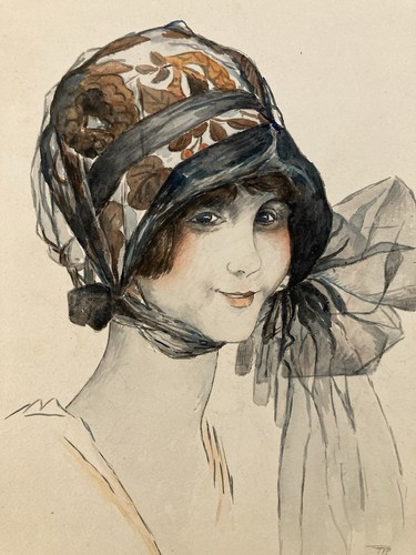 Gouache painting 1920s - 1920s, woman
