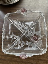 Vintage Mikasa West Germany Crystal Cherry Blossom Pattern Divided Serving Dish
