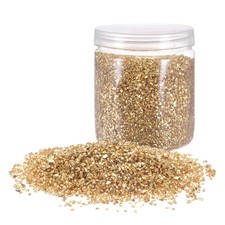 454g Crushed Glass Chips 3-6mm Irregular Broken Sprinkles Glass, Gold Tone