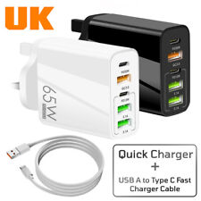 65W 5 Multi-Port Fast Quick Charge USB Hub Mains UK Plug Adapter Wall Charger