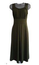 J TAYLOR Womens Green Fit & Flare Pleated Front Sleeveless Dress. UK 10, US 6.