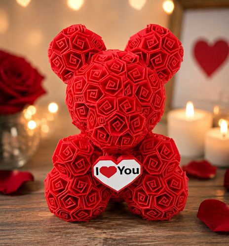 Freestanding red white teddy - red, &