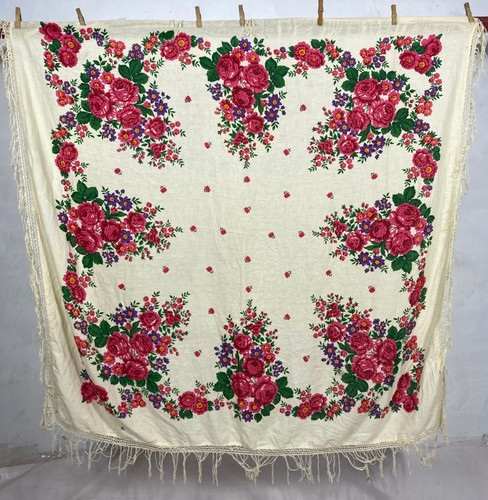 Vintage silk printed floral - silk,