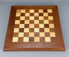 Vintage LARGE Heavy SOLID WOOD CHESS BOARD - 43cm x 43cm x 2.7cm - 2.7+Kg