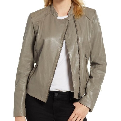 Halogen taupe leather moto