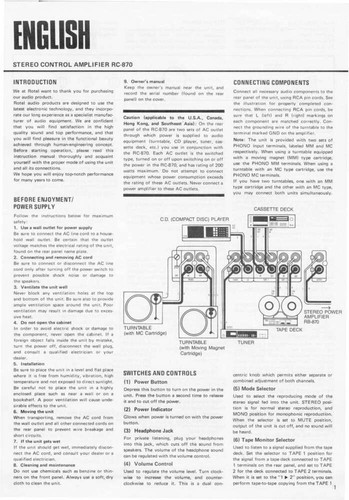 Rotel 870 amplifier owners - rotel,