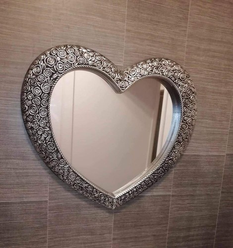 Silver ornate heart shape wall - silver,
