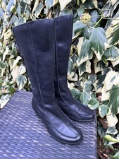 Stunning Clarks K genuine black leather Knee-High Tall Boots UK6.5E wide leg