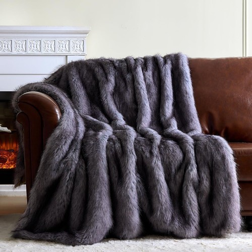Faux fur throw blanket thick - faux,