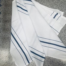 White & 3 Blue stripe Fabric Napkins 100% cotton -French style Linen Look