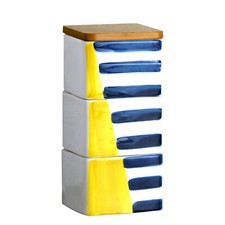 3 Tier Food Storage Jar Wooden