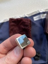 BNWOB Rhodium Plated & Blue Lucite Square 'Sandwich' Cufflinks by Mulberry