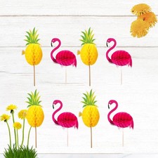  20 PCS Cake Topper Decorations Flamingo Party Supply Cupcake Picks Dessert
